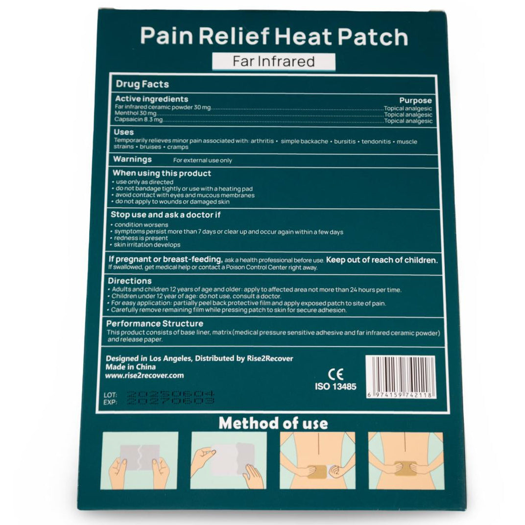 Rise2Recover Far Infrared Pain Relief Heat Patch Deep Heat Therapy for Lasting Relief