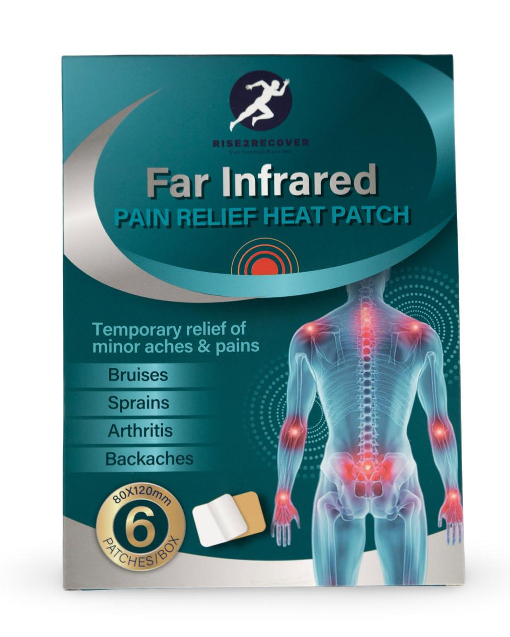 Rise2Recover Far Infrared Pain Relief Heat Patch Deep Heat Therapy for Lasting Relief